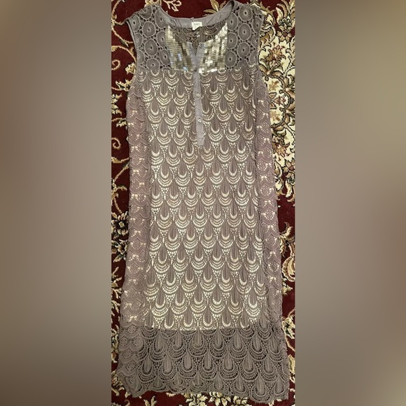 Tiny Dresses & Skirts - TINY taupe brown gray sleeveless mid calf midi dress 14 large l